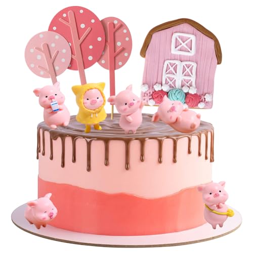 10 PCS Rosa Schweinchen Tortendeko, Miniatur Schwein Figuren, Schwein Kuchen Toppers, Bauernhof Kuchen Deko, für DIY Handwerk,Kuchen Dekoration, Fee Garten Decoratino,Kind Geburtstag Party von KMFASVX