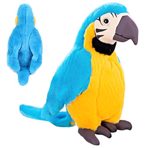 KMFASVX Plüsch Papagei Spielzeug,28cm Simuliertes Tier Papagei Plüschtier Weicher und Bequemer Plüsch Papagei stehend blau Parrot Plüsch Spielzeug für Kinder Geschenke von KMFASVX