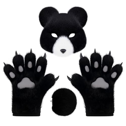 KMGDM Bärenkostüm-Set, Bär, Schwanz, Bär, Handschuhe, Pfoten, Tier-Kostüme, Zubehör, Halloween, Cosplay, Party-Requisiten KMGDM Bärenkostüm-Set, Bär, Schwanz, Bär, Handschuhe, Pfoten, Tier-Kostüme, Zubehör, Halloween, Cosplay, Party-Requisiten von KMGDM