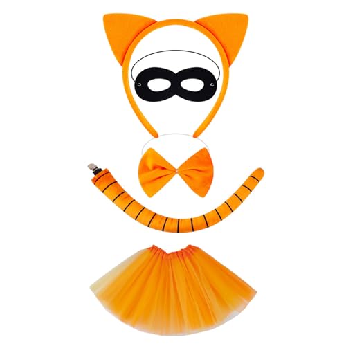 KMGDM Katzenkostüm-Set, Katzenohren, Stirnbänder, Schwanz, Fliege, Rock, Tier-Cosplay-Kostüme für Halloween, Weihnachtsfeier KMGDM Katzenkostüm-Set, Katzenohren, Stirnbänder, Schwanz, Fliege, Rock, Tier-Cosplay-Kostüme für Halloween, Weihnachtsfeier von KMGDM