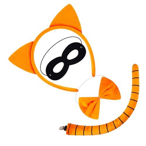 KMGDM Katzenkostüm-Set, Katzenohren, Stirnbänder, Schwanz, Fliege, Rock, Tier-Cosplay-Kostüme für Halloween, Weihnachtsfeier KMGDM Katzenkostüm-Set, Katzenohren, Stirnbänder, Schwanz, Fliege, Rock, Tier-Cosplay-Kostüme für Halloween, Weihnachtsfeier von KMGDM