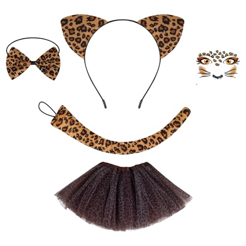 KMGDM Katzenkostüm-Set, Katzenohren, Stirnband, Schwanz, Schleifen, Tutus, Gesicht, Aufkleber, Tier-Cosplay-Kostüme für Halloween, Weihnachtsfeier KMGDM Katzenkostüm-Set, Katzenohren, Stirnband, Schwanz, Schleifen, Tutus, Gesicht, Aufkleber, Tier-Cosplay-Kostüme für Halloween, Weihnachtsfeier von KMGDM