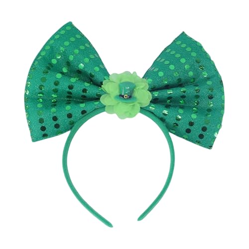 KMGDM Leprechaun Blingbling Stirnband Kleeblatt Spitze Kopfbedeckung Bowknot Foto Requisiten Irish Day Party Kopfbedeckung Cosplay Zubehör von KMGDM