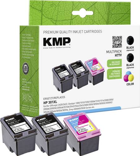 KMP Druckerpatrone ersetzt HP 301XL, CH563EE, CH564EE Kompatibel Kombi-Pack Schwarz, Cyan, Magenta, von KMP