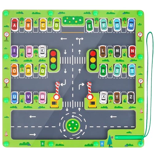 Montessori Spielzeug ab 2 3 4 5 Jahr | Holz Motorikspielzeug Magnetspiel Labyrinth Busy Board | Kinder Holzspielzeug Geschenk für Mädchen Jungen von KMTJT