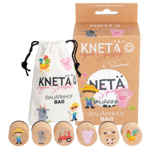 KNETÄ Holzstempel Set *BAUÄRNHOF* Geschenkidee für Kinder I Knetwerkzeug I Knete Zubehör von KNETÄ