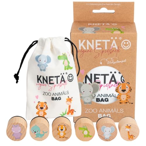 KNETÄ Holzstempel Set *ZOO ANIMÄLS* Geschenkidee für Kinder von KNETÄ