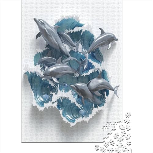 Delphin Puzzle 1000 Teile,Puzzlespiel Für Erwachsene,Impossible Puzzle,Puzzle GesKükenlichkeitsspiel Für Die Ganze Familie, Geschenke Für Männer/Frauen Erwachsenen Puzzel 1000pcs (75x50cm) von KNNDUIAOE