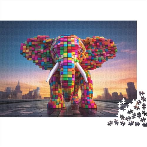 Elefant Puzzle 1000 Teile,Puzzle Für Erwachsene, Impossible Puzzle,Puzzle Farbenfrohes Legespiel,GesKükenlichkeitsspiel Für Die Ganze Familie Puzzel 1000pcs (75x50cm) von KNNDUIAOE