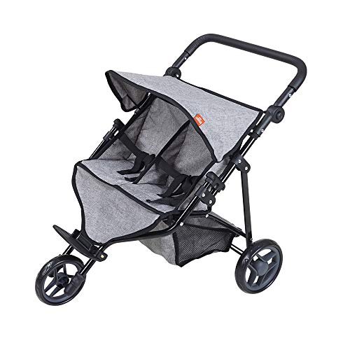 KNORRTOYS.COM 16722 Knorrtoys 16722-Zwillingspuppenwagen Duo Grey Puppenwagen, Jeans Grau, 64 x 48 x 55 cm von knorr toys