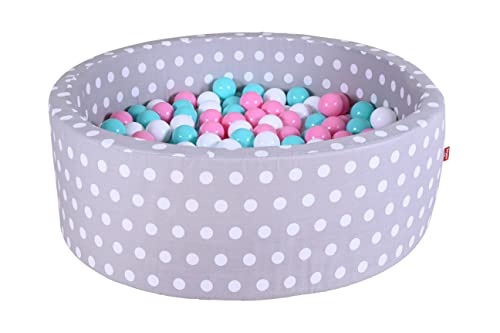 KNORRTOYS.COM 68155 Bällebad Soft-Grey White dots-300 Balls Rose/Creme/lightblue, grau von KNORRTOYS.COM