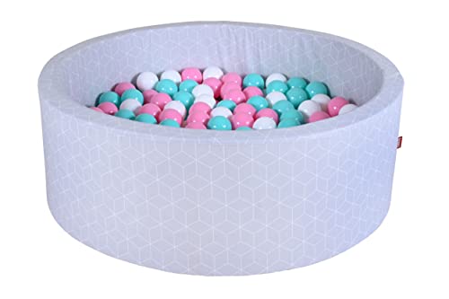 KNORRTOYS.COM 68169 Bällebad Soft-Geo Cube grey-300 Balls Rose/Creme/lightblue, grau von KNORRTOYS.COM