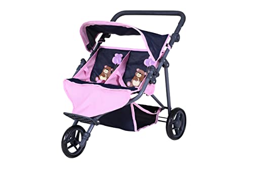 Knorrtoys 16735 - Zwillingspuppenwagen Duo - Navy pink bear von KNORRTOYS.COM