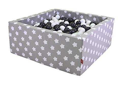 KNORRTOYS.COM 68062 - Bällebad Soft eckig - Grey White Stars - 100 Balls Grey/Creme von KNORRTOYS.COM