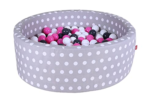 Knorrtoys 68150 - Bällebad Soft - Grey White dots - 300 Bälle Creme/Grey/Rose von KNORRTOYS.COM