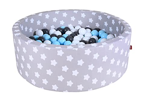 KNORRTOYS.COM 68161 - Bällebad Soft - Grey White Stars - 300 Bälle Creme/Grey/lightblue 82 cm x 82 cm x 33 cm von KNORRTOYS.COM