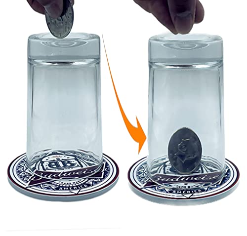 KNSHTH Coin Thru Glass Cup Magic Tricks for Adults, Close Up Coin Illusions Magic Props for Magician (Braun) von KNSHTH