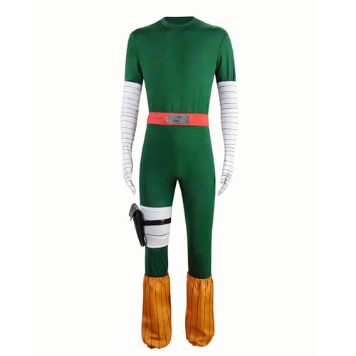 KNUSO Cosplay-Kostüm, Anime, RockLee, Overall, Uniform, Halloween-Party, Anzüge mit Zubehör, Größe 3XL von KNUSO