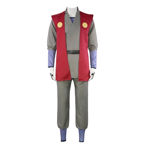 KNUSO Jiraiya Cosplay-Kostüm für Herren, Jacke, Hose, Uniform, Halloween, Party, Anzüge (XS) von KNUSO