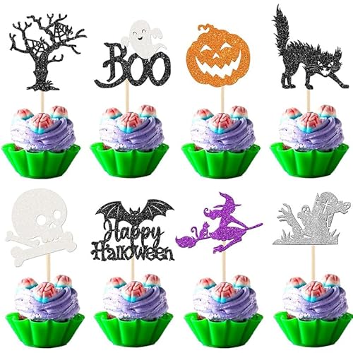 Halloween Tortendeko Kürbis,Halloween Cupcake Toppers,Halloween Monster aus Zucker,Hocus Pocus Cupcake Toppers,Halloween Cupcake Picks die Ich Einen Zauber,Halloween Kuchen Dekoration Plakette von KOAHDE