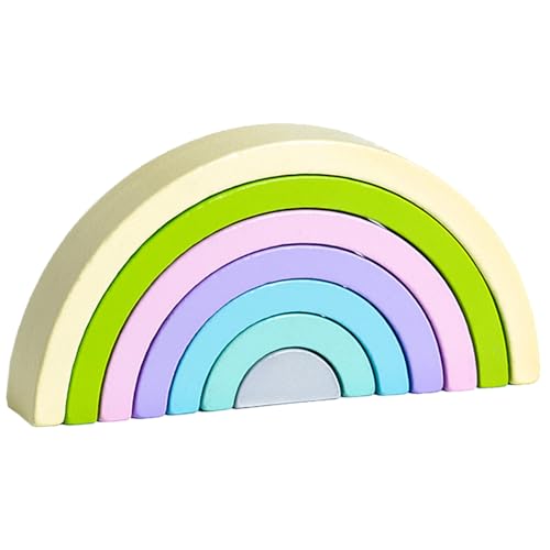 KOAHDE Holz Regenbogen Baby Pastell,Regenbogen Spielzeug,Holz Montessori Regenbogen,Regenbogen Holz Spielzeug Bausteine,Baby Lernen Spielzeug,Regenbogen Holz,Regenbogen aus Holz,Makaronfarbe von KOAHDE