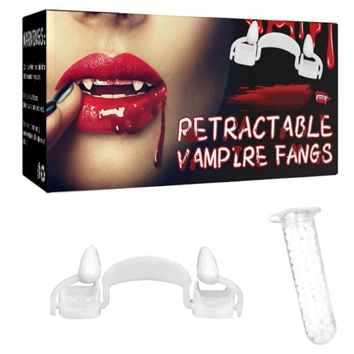 Vampirzähne Halloween Vampir Kostüm Accessoires,Skalierbare Vampirzähne,VampirzäHne Halloween Accessoires,Vampir ZäHne Kinder,Vampirgebiss VampirzäHne,Einziehbare Halloween Vampirzähne Reißzähne,1 Set von KOAHDE