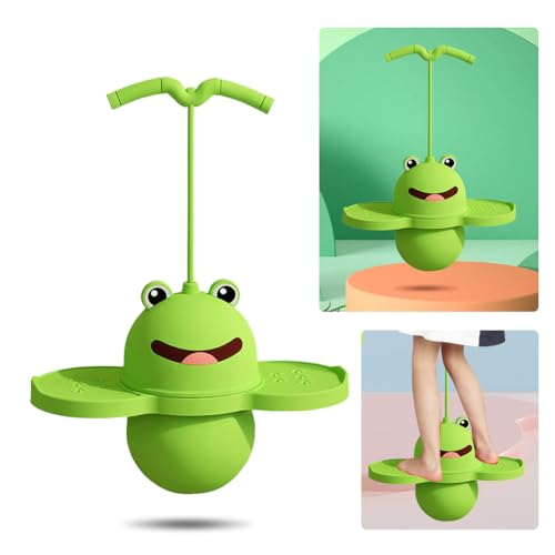 KOBONA Kinder-Hopper-Ball in Froschform, sicherer und lustiger Cartoon-Hop-Ball for Gleichgewichtstraining, Pogo-Ball mit Griff und Pumpe for Kinder, Jungen, Mädchen und Erwachsene von KOBONA