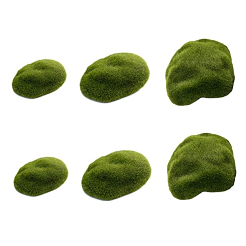 KOCKSHION 6Pcs Künstlich Gefälschter Moos Aquarium Gesteine ​​Kugeln Vase Füllstoff Dekorative Moos Stein Terrarium Moos Künstliche Moos Aquarium Gesteinsformationen Im Freien von KOCKSHION