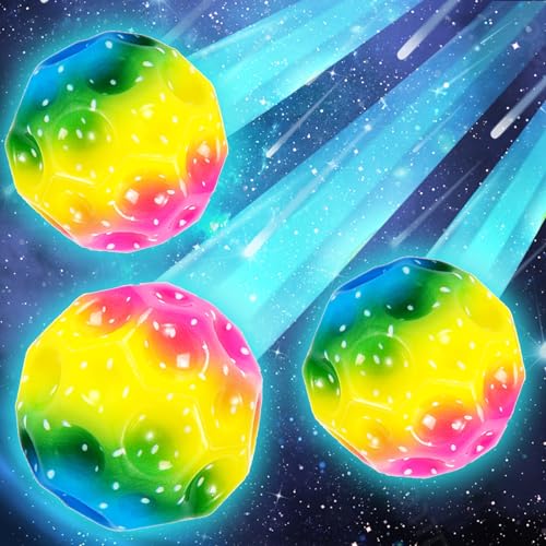 Jump Ball, 3 Stück Moon Ball, Hohe Springender Gummiball, Moonball, 7 cm, Mini Bouncing Ball Toy, Space Theme Bouncy Balls, Space Ball, Kinder Spielzeug, Jumpball für Kinder und Erwachsene von KOIROI