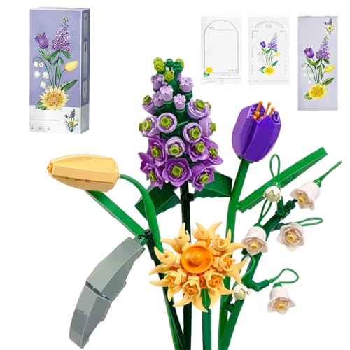 Blumenstrauß Bausteine Set, 534 Stück DIY Künstliche Blumen zum Basteln, Blumen Bausteine Set, Blumen Bauspielzeugsets, Künstliche Bausteine Blumenstrauß für Erwachsene Kinder Mädchen Frauen von KOIROI