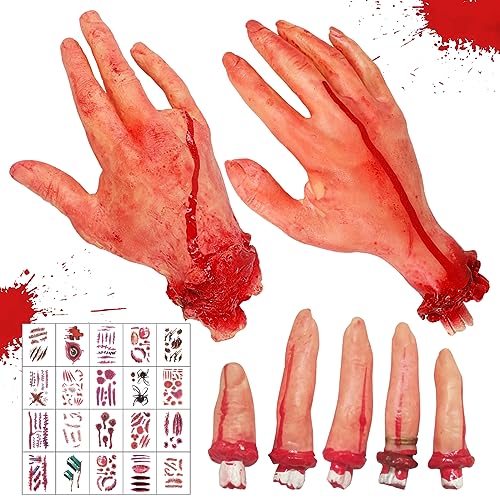 Halloween Blood Requisiten, 7 Stück Halloween Abgetrennte Set, Halloween Körperteile Furchterregende mit Halloween-Tattoos, Halloween Deko, Gebrochene Körperteile Halloween Requisiten Dekorationen Halloween Blood Requisiten, 7 Stück Halloween Abgetrennte Set, Halloween Körperteile Furchterregende mit Halloween-Tattoos, Halloween Deko, Gebrochene Körperteile Halloween Requisiten Dekorationen von KOIROI
