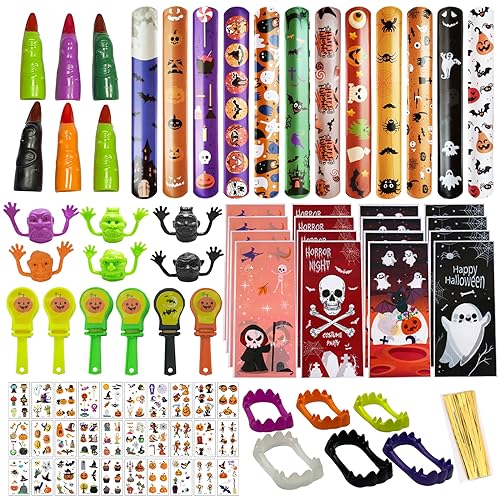 Halloween Mitgebsel für Kinder - 78 Stück Party Mitbringsel, Spielzeug, Partygeschenke, Slap Armbänder, Hexen Finger Halloween Mitgebsel für Kinder - 78 Stück Party Mitbringsel, Spielzeug, Partygeschenke, Slap Armbänder, Hexen Finger von KOIROI