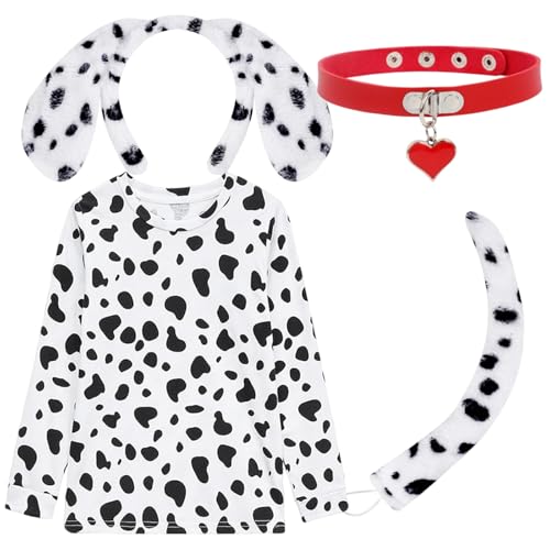 Hunde-Kostüm-Set, 4-teilig Tierkostüm für Kinder, Kostüm Kinder Mädchen Halloween Kostüm, Halloween-Tier-Kostüm-Set für Kinder, Perfekt für Halloween -Dress -up -Partys, Hunde Themed Partys von KOIROI