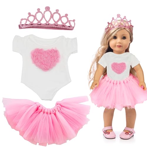 Geburtstag Puppe Rosa Kleidung, Puppen Zubehör 43cm, Geburtstags Puppenkleider Zubehör Set, Babypuppenkleidung, Neue Puppenkleidungs-Outfits, Puppenkleider Puppenkleidung Set, Geschenke für Mädchen von KOIROI