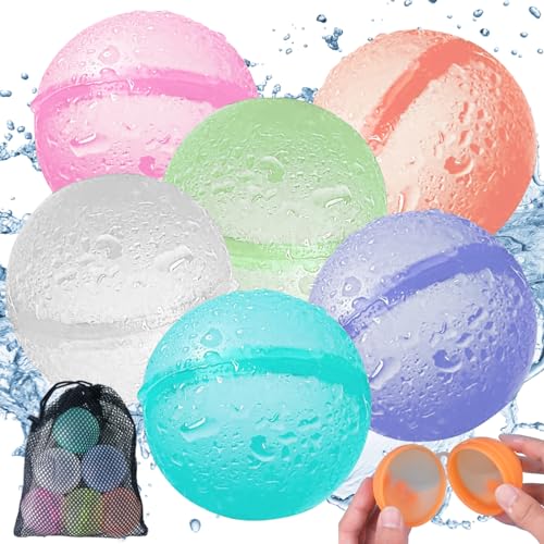 Wasserbomben Set Splash Bälle, Wiederverwendbar Wasserbomben Bälle, Schwamm Ball Plüschbälle, Wasserspielzeug Kinder, Plüschbälle Wasser Waterbomb für Kinder ein Spiel, Garten Pool (6 Stück) von KOIROI