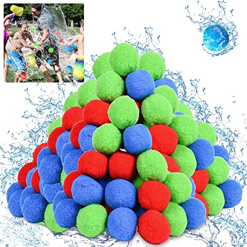 Wasserbomben Set Splash Bälle, 24 Stück Wiederverwendbar Wasserbomben Bälle, Schwamm Ball Plüschbälle, Wasserspielzeug Kinder, Plüschbälle Wasser Waterbomb für Kinder ein Spiel, Garten Pool von KOIROI