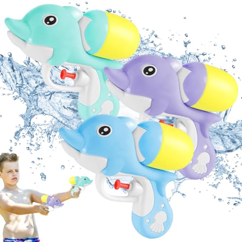 Wasserpistole für Kinder,3 Stück Delfin Wasserpistole Set,Wasserpistole Klein,150ML Wasserpistolen,Kinder Blaster Soaker Wasserspritzpistole,Wasser Pistole,Wasserpistole Spielzeug für Jungen Mädchen von KOIROI