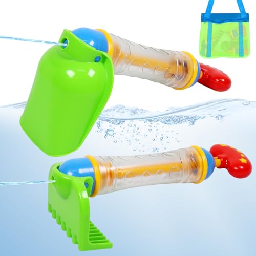Wasserpistole für Kinder, 2 Stück Wasserspritzpistole Klein, Spritzpistole Wasser mit Sandschaufeln und Sandspielzeug Tasche, Wasserpistolen Strandspielzeug für Kinder Erwachsene Sommer Strand Pool Wasserpistole für Kinder, 2 Stück Wasserspritzpistole Klein, Spritzpistole Wasser mit Sandschaufeln und Sandspielzeug Tasche, Wasserpistolen Strandspielzeug für Kinder Erwachsene Sommer Strand Pool von KOIROI