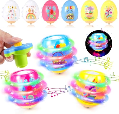 Ostereier Spielzeug Geschenke für Kinder, 6 niedliche Osterei Spinning Tops mit Flash von KOJAYHOL