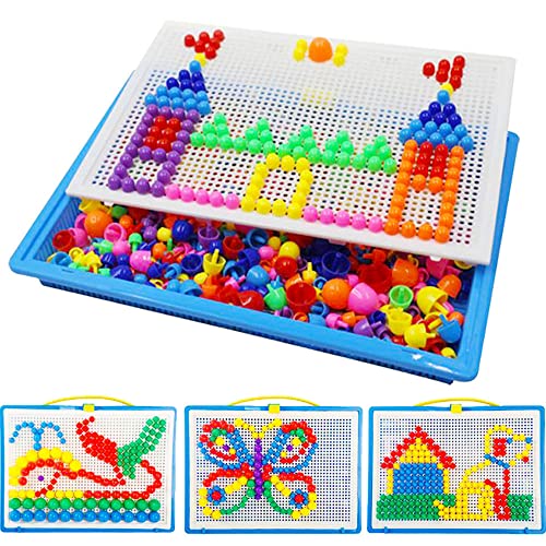 296PCS Nägel Spiel ,Puzzle Steckspiel Pilz Nägel Pädagogische Baustein Spielzeug Kreative DIY Mosaik Spielzeug Steckpuzzle Steckmosaikspiel Puzzle Mosaic Pegboard Pädagogisches Spielzeug für Kinder von KOKOBOX