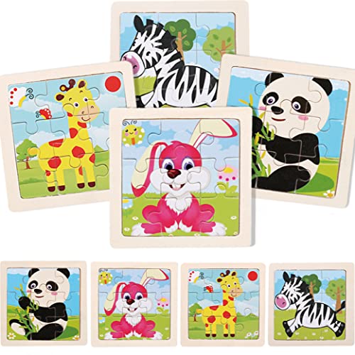 4 Stück Puzzle Tiere Kinder Puzzles für Kinder Lernspielzeug Kinder Tiere Jigsaw Puzzle Montessori Spielzeug Lernspielzeug Geschenk Spielzeug für Mädchen und Jungen 2 3 4 Steckpuzzle Holz für Kinder von KOKOBOX