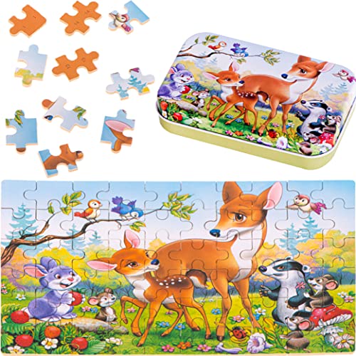 KOKOBOX Puzzle-IN-CAN Kinderpuzzle Spielzeug Ab 3 4 5 Jahre Junge Mädchen Spielzeug Knobelspiele Kinder Motorikspielzeug Geschenk Junge Mädchen Mit Metallbox - Wilde Tiere (60 Stücke) von KOKOBOX