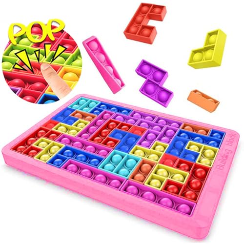 Puzzle Tetris Pop It Spiel Plopper Spielzeug Pop Up Spielzeug Popit Spielzeug Ab 3 4 5 6 Jahre Anti Stress Sensory Toys Fidget Toys Junge Mädchen Spielzeug 26 Blöcken Geschenk Junge Mädchen - Rosa von KOKOBOX