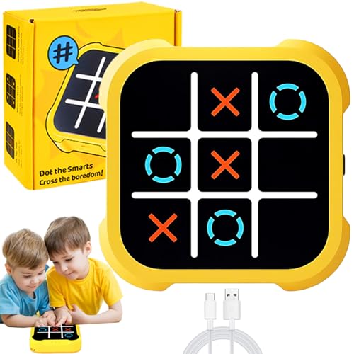 Elektronisch Tic-Tac-Toe Bolt Spiel, 3-In-1-Puzzlespielkonsole, Zappelspielzeug-Brettspiele, Elektronisches Digitales Tic-Tac Toe-Spiel (Yellow) von KOLGEIKJ