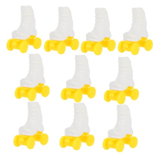 10 Paar Rollschuhspielzeug Mini-Hausdekoration Mini-Rollschuhe für Puppe Mini- Puppen Accessoires Mini-Hausbedarf Kleiner Puppenschlittschuh Plastik Weiß KOMBIUDA von KOMBIUDA