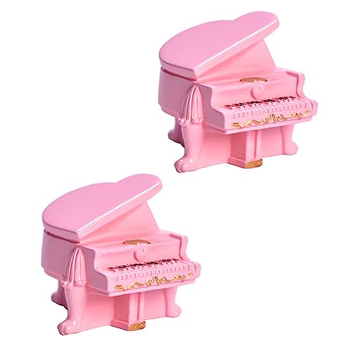 2St Piano-Modell Piano House Decoration Toys Mikro-Landschaftsdekoration Puppenhaus-Miniatur-Musikinstrument Mini-Musikinstrumentenmodelle Mini-Hausdekor-Accessoires Harz Rosa KOMBIUDA von KOMBIUDA