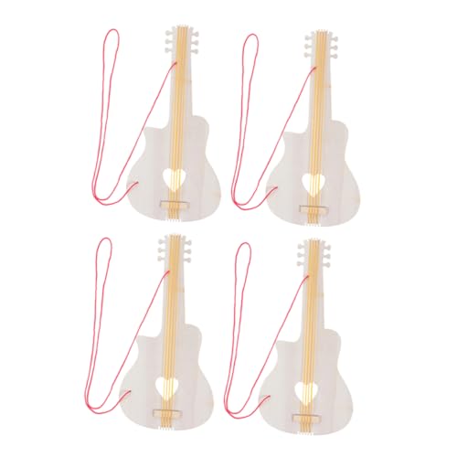 4 Stück DIY-Holzgitarre für Mini-Gitarre Gitarre Stirnbänder für Gitarre Kinderinstrumente Schüler Gitarre Musikinstrument zum Selbermachen hölzern KOMBIUDA von KOMBIUDA