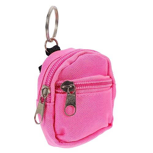 KOMBIUDA 1 STK Puppenhaus-Schultasche Miniatur Mini-beutelverschließer Puppenessen Puppenspielzeug Mini- Babypuppentasche Bausatz Wickeltasche Kleiner Rucksack Rosa Segeltuch von KOMBIUDA