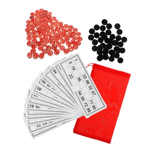 KOMBIUDA 1 Satz Bingo-Zahlenschach Russische Lotto-Brettspiele Bingo Schach Bingo-Papier Bingo Brettspiel Bingo Gesellschaftsspiel interessantes Bingospiel Bingo-Zahlenkarten Holz rot von KOMBIUDA