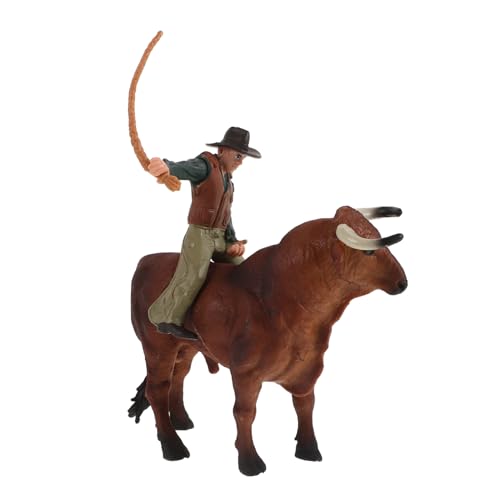 KOMBIUDA 1 Satz Cowboy-Modell Cowboy-statuen Tortenaufsatz Zum Thema Stierreiten Cowboy-actionfigur Bullenspielzeug Für Kinder Rinderfigur Spielzeug Zum Bullenreiten Cowboy-kostüm Harz von KOMBIUDA